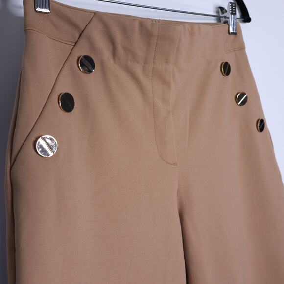 SPANX Perfect Button Ponte Pant Toffee Wide Leg High Rise Pull On Women's S - Picture 3 of 13